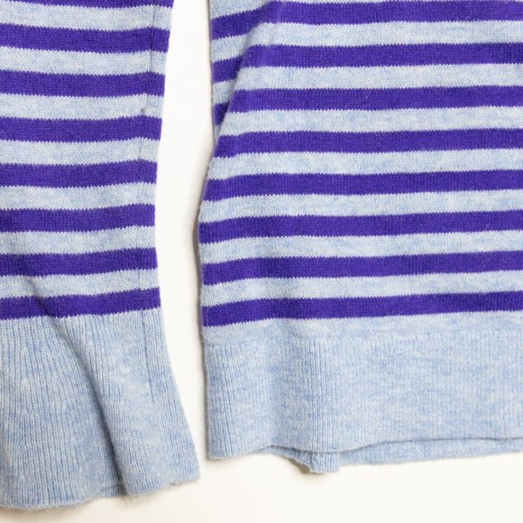Talbots crew neck sweater size Petite Purple Striped Lambswool with Bell Sleeves - Picture 2 of 6